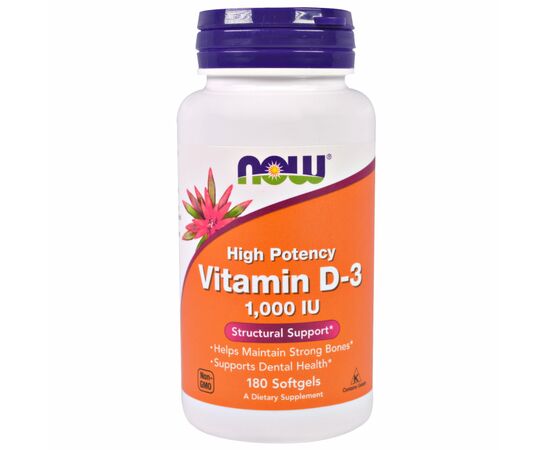 Вітамін Now Foods Вітамін D-3 1000IU, 180 желатинових капсул (NOW-00365)