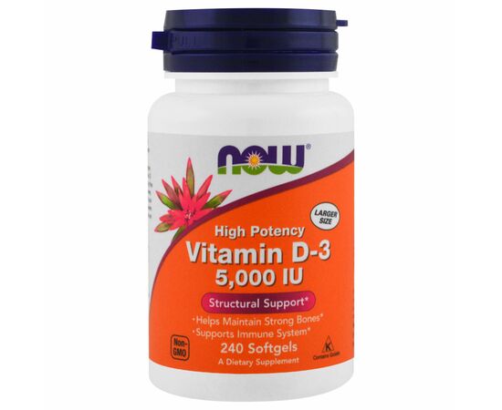 Вітамін Now Foods Вітамін D-3 5000IU, 240 желатинових капсул (NOW-00373)