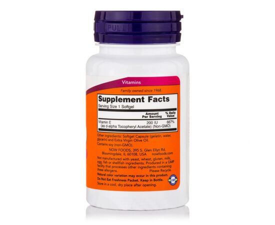 Витамин Now Foods Витамин E, Е-200, 100 желатиновых капсул (NF0825), изображение 2 Витамин Now Foods Витамин E, Е-200, 100 желатиновых капсул (NF0825), изображение 2