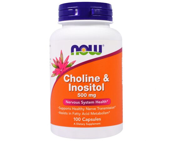 Вітамін Now Foods Холін (В4) та Інозітол (В8), Choline & Inositol, 500 мг, 100 (NOW-00470)