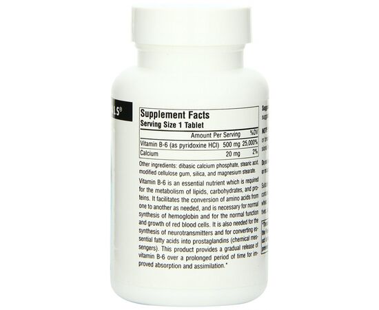 Витамин Source Naturals Витамин В-6 500мг, 100 таблеток (SNS-00416), изображение 2 Витамин Source Naturals Витамин В-6 500мг, 100 таблеток (SNS-00416), изображение 2