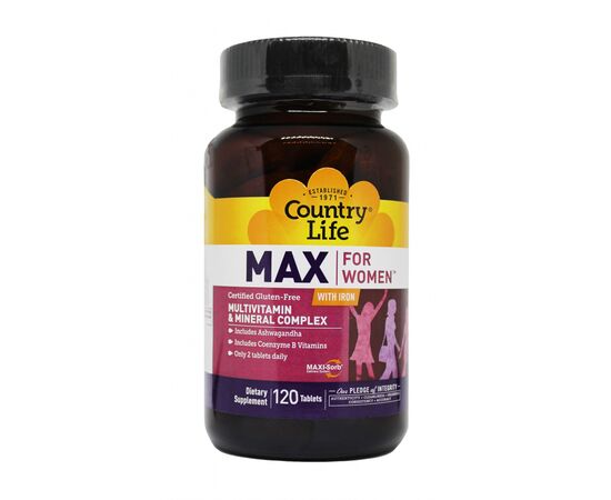 Мультивітамін Country Life Мультивітаміни і Мінерали для Жінок, Max for Women, 120 табл (CLF-08121)