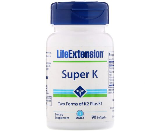 Витамин Life Extension Витамин К в двух формах ( К2 + К1), Super K, 90 капсул (LEX-23343)