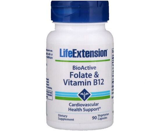 Витамин Life Extension Фолат и B12, BioActive Folate & Vitamin B12, 90 Вегетарианс (LEX-18429)