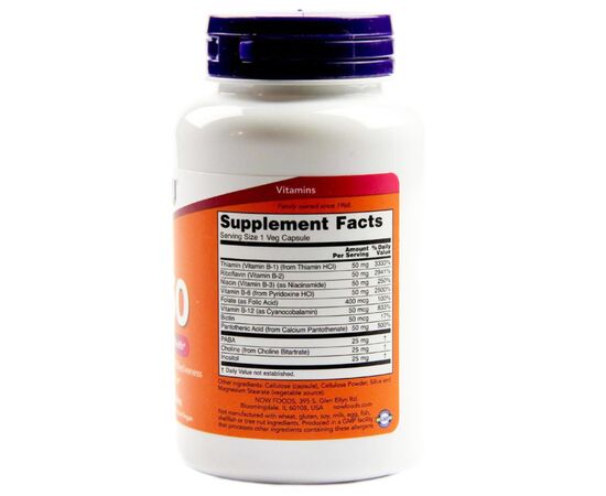 Витамин Now Foods B-Комплекс 50, 100 гелевых капсул (NOW-00420), изображение 2