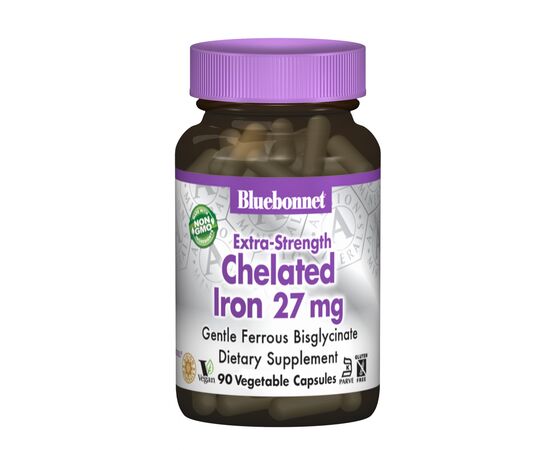 Мінерали Bluebonnet Nutrition Супер Сильне Хелатне Залізо, Albion, 90 гелевих капсул (BLB-00670)