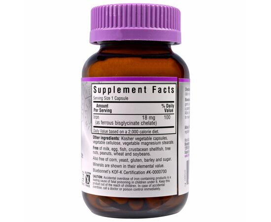 Минералы Bluebonnet Nutrition Хелатное Железо 18мг, Albion, 90 гелевых капсул (BLB-00726), изображение 2 Минералы Bluebonnet Nutrition Хелатное Железо 18мг, Albion, 90 гелевых капсул (BLB-00726), изображение 2