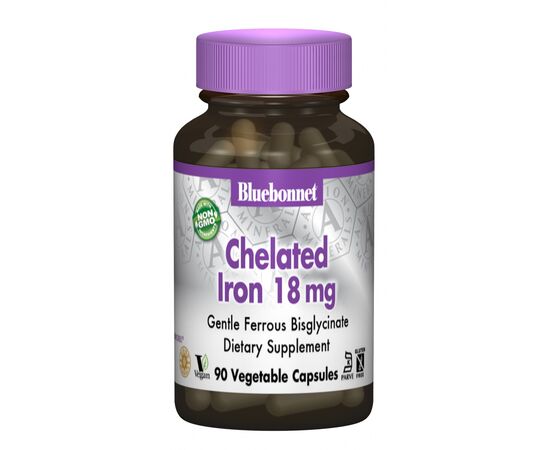 Мінерали Bluebonnet Nutrition Хелатний Залізо 18мг, Albion, 90 гелевих капсул (BLB-00726)