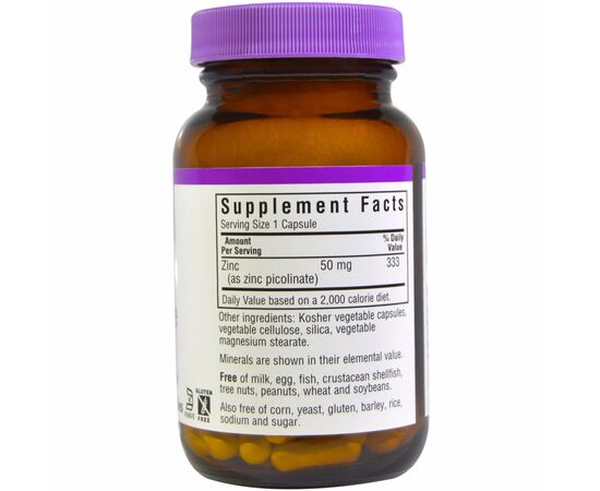 Минералы Bluebonnet Nutrition Цинк Пиколинат 50мг, 100 гелевых капсул (BLB-00740), изображение 2 Минералы Bluebonnet Nutrition Цинк Пиколинат 50мг, 100 гелевых капсул (BLB-00740), изображение 2