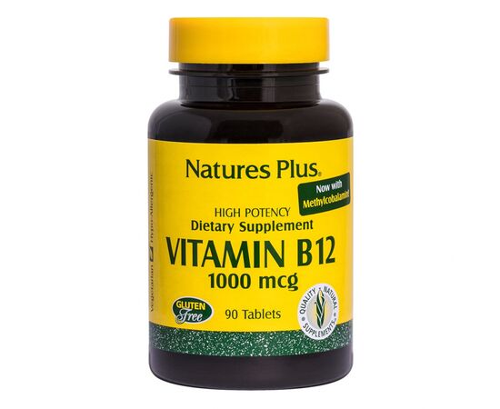 Витамин Natures Plus Витамин B-12 (Метилкобаламин), Nature's Plus, 1000 мкг, 90 Т (NTP1720)