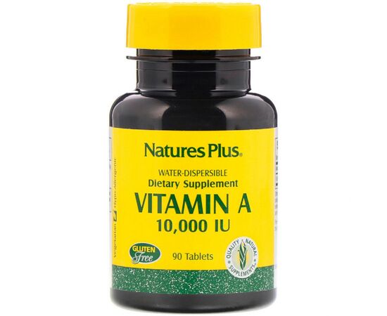 Вітамін Natures Plus Вітамін А, Vitamin A, Nature's Plus, 10,000 МЕ, 90 таблеток (NAP-00981)