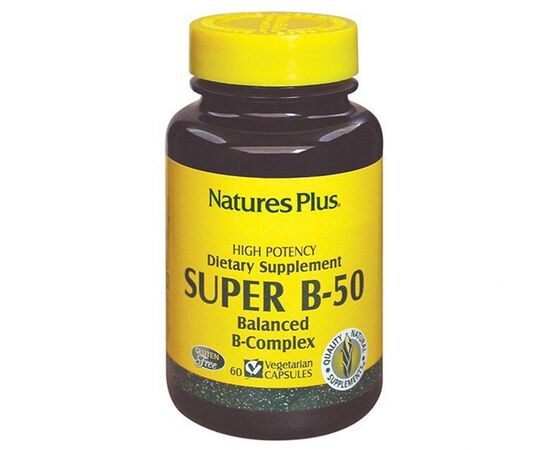 Вітамін Natures Plus Супер В-Комплекс, В-50, Nature's Plus, 60 вегетаріанських ка (NTP1310) Вітамін Natures Plus Супер В-Комплекс, В-50, Nature's Plus, 60 вегетаріанських ка (NTP1310)