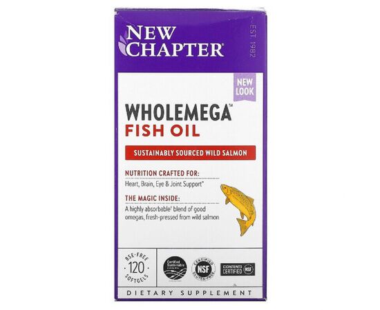 Жирні кислоти New Chapter Жир Аляскинского лосося 1000мг, Wholemega, Alaskan Salmon Oi (NCR-05003)