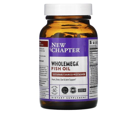 Жирные кислоты New Chapter Жир Аляскинского Лосося 1000мг, Wholemega, Alaskan Salmon Oi (NCR-05002), изображение 2 Жирные кислоты New Chapter Жир Аляскинского Лосося 1000мг, Wholemega, Alaskan Salmon Oi (NCR-05002), изображение 2