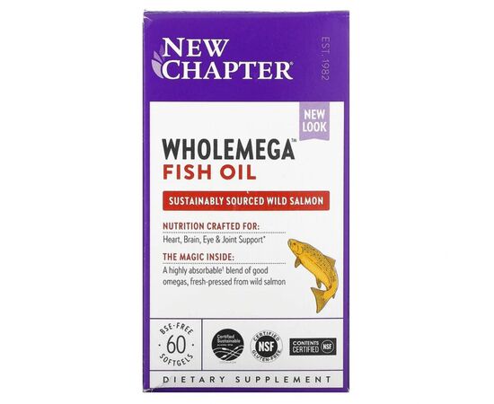 Жирні кислоти New Chapter Жир Аляскинского лосося 1000мг, Wholemega, Alaskan Salmon Oi (NCR-05002)