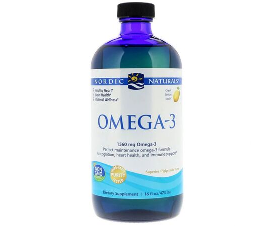 Жирные кислоты Nordic Naturals Омега-3, Вкус Лимона, Omega-3, Lemon, 1,560 мг, 473 мл. (NOR02764)