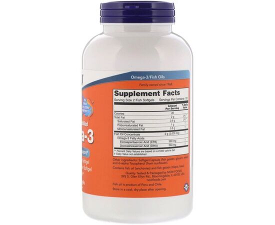 Жирные кислоты Now Foods Омега-3 1000мг, 180 EPA/120 DHA, Molecularly Distilled Omega (NOW-01648), изображение 2 Жирные кислоты Now Foods Омега-3 1000мг, 180 EPA/120 DHA, Molecularly Distilled Omega (NOW-01648), изображение 2