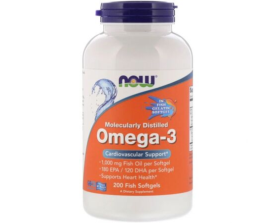 Жирные кислоты Now Foods Омега-3 1000мг, 180 EPA/120 DHA, Molecularly Distilled Omega (NOW-01648)