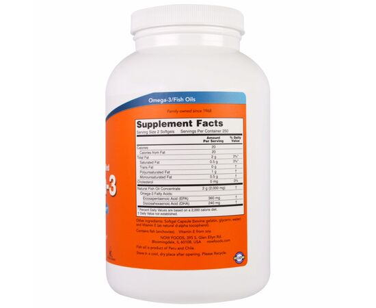 Жирные кислоты Now Foods Омега-3 1000мг, 500 желатиновых капсул (NOW-01653), изображение 2 Жирные кислоты Now Foods Омега-3 1000мг, 500 желатиновых капсул (NOW-01653), изображение 2