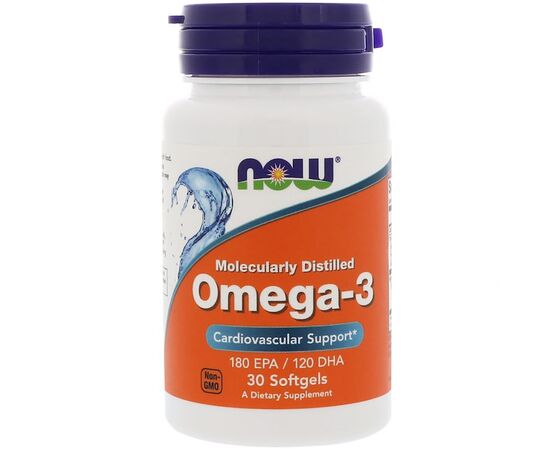 Жирные кислоты Now Foods Рыбий Жир, Омега-3, Omega-3, 1000 мг, 30 гелевых капсул (NOW-01649)