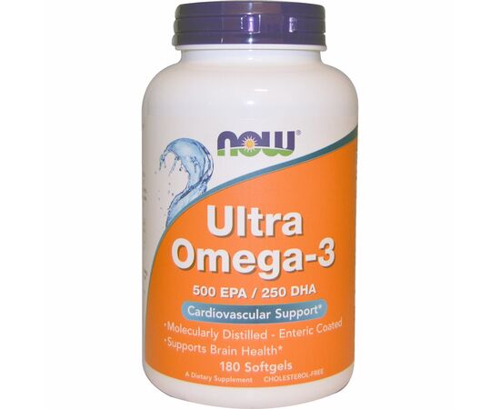Жирные кислоты Now Foods Ультра Омега-3, 180 желатиновых капсул (NOW-01662)