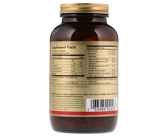 Жирні кислоти Solgar Омега 3-6-9, 1300 мг, 120 желатинових капсул (SOL-02028), зображення 2 Жирні кислоти Solgar Омега 3-6-9, 1300 мг, 120 желатинових капсул (SOL-02028), зображення 2