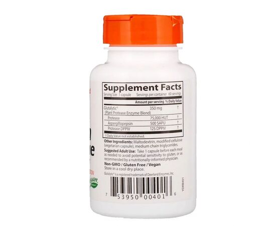 Витаминно-минеральный комплекс Doctor's Best Ферменты для Переваривания Глютена, Gluten Rescue, 60 капсу (DRB-00401), изображение 2 Витаминно-минеральный комплекс Doctor's Best Ферменты для Переваривания Глютена, Gluten Rescue, 60 капсу (DRB-00401), изображение 2