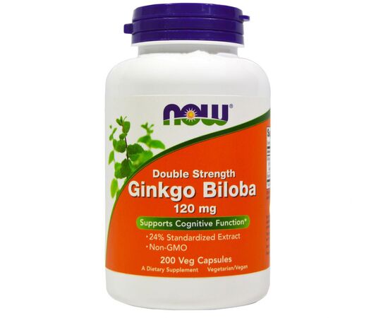 Травы Now Foods Гинкго Билоба, Ginkgo Biloba, Double Strength, 120 мг, 200 (NOW-04681)