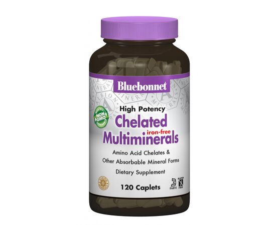 Вітамінно-мінеральний комплекс Bluebonnet Nutrition Взаємодіючі Мінерали без Заліза, Albion, 120 капсул (BLB-00208)