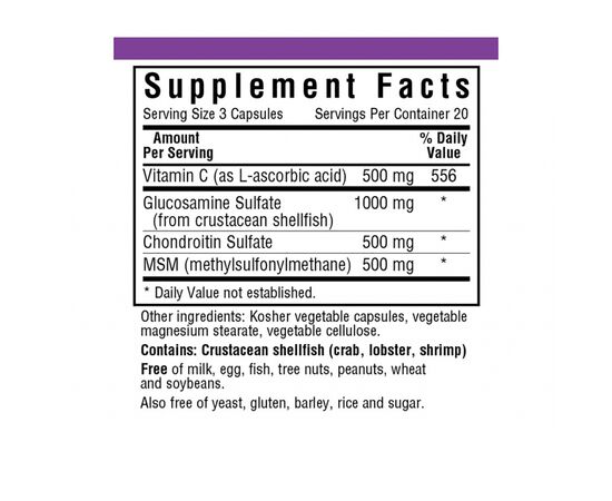 Витаминно-минеральный комплекс Bluebonnet Nutrition Глюкозамин & Хондроитин & МСМ, 60 растительных капсул (BLB1117), изображение 2 Витаминно-минеральный комплекс Bluebonnet Nutrition Глюкозамин & Хондроитин & МСМ, 60 растительных капсул (BLB1117), изображение 2