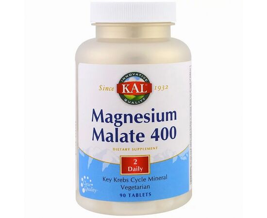 Минералы KAL Магний Малат, Magnesium Malate, 400 мг, 90 таблеток (CAL-81309)