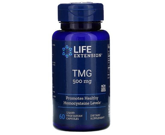 Витамин Life Extension Триметилглицин, ТМГ, TMG, 500 мг, 60 вегетарианских капсул (LEX-18596)