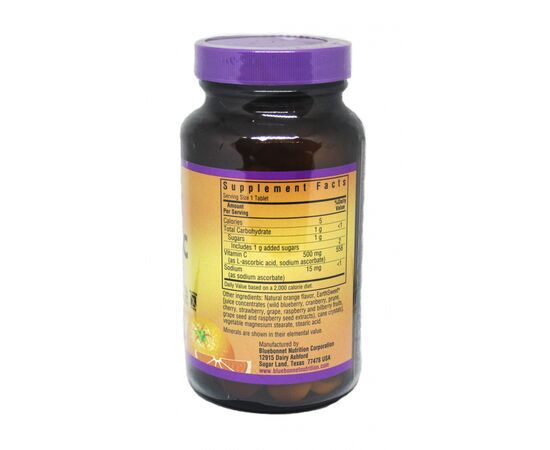 Вітамін Bluebonnet Nutrition Вітамін С, 500мг, Смак Апельсину, Earth Sweet Chewables, 90 (BLB-00505), зображення 2