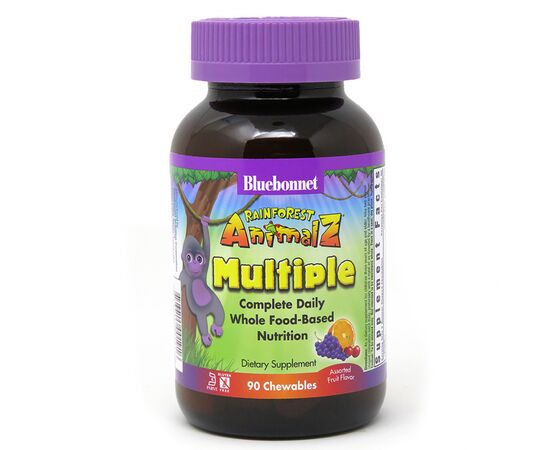 Мультивитамин Bluebonnet Nutrition Мультивитамины для Детей, Вкус Фруктов, Rainforest Animalz, (BLB0190)