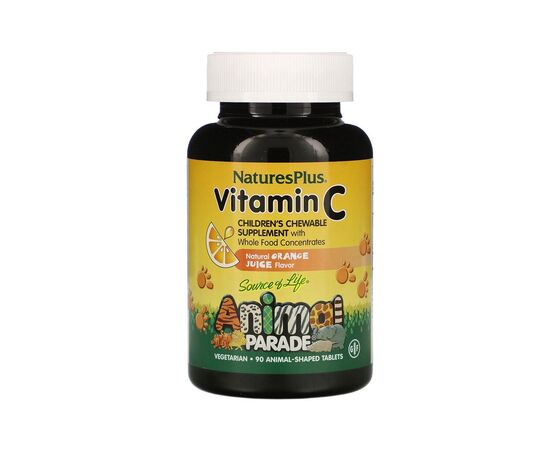 Витамин Natures Plus Витамин С для Детей, Вкус Апельсина, Animal Parade, 90 жева (NAP-29998)