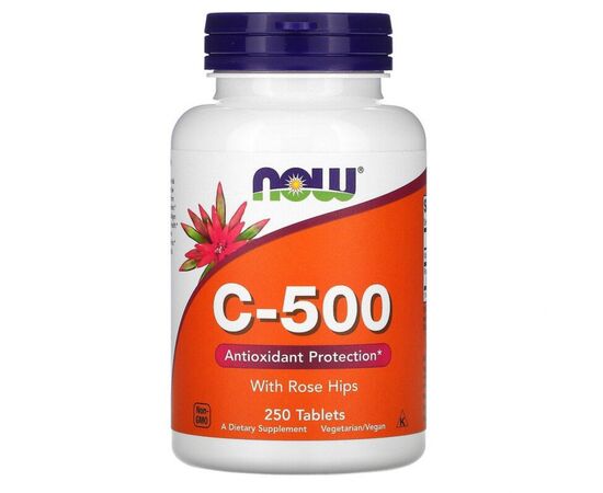 Вітамін Now Foods Вітамін C-500 з шипшиною, With Rose Hips, 250 таблеток (NOW-00672)