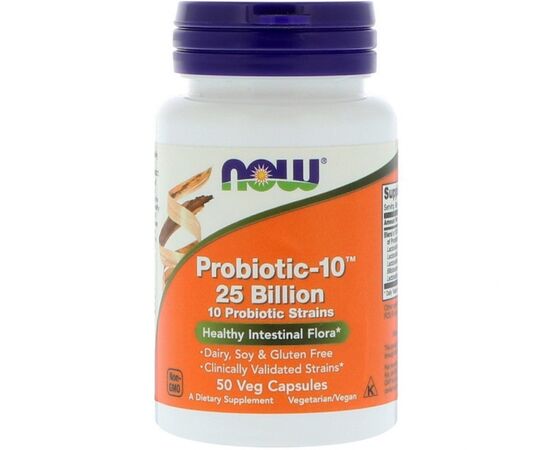 Пробиотики Now Foods Пробиотики Для Пищеварения, Probiotic-10, 25 Billion, 50 ве (NOW-02926)
