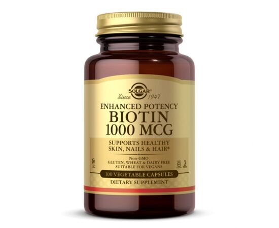 Вітамін Solgar Біотин (В7) 1000 мкг, Biotin, 100 вегетаріанських капсул (SOL00311)