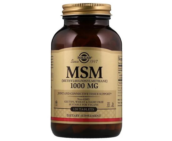 Мінерали Solgar Сірка, MSM (Methylsulfonylmethane), 1000 мг, 120 таблеток (SOL-01734)