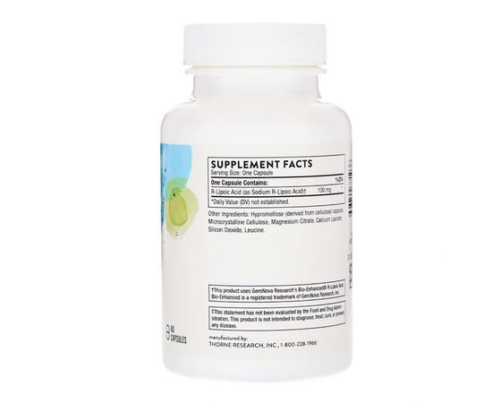 Антиоксидант Thorne Research R-Липоевая Кислота, R-Lipoic Acid, 60 капсул (THR-77103), изображение 2 Антиоксидант Thorne Research R-Липоевая Кислота, R-Lipoic Acid, 60 капсул (THR-77103), изображение 2