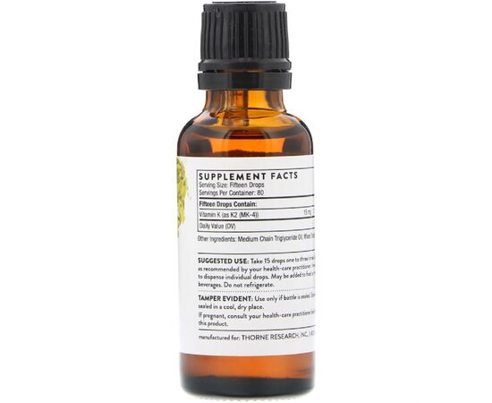 Витамин Thorne Research Витамин К2, 1 Жидкая Унция (30 мл) (THR-17001), изображение 2 Витамин Thorne Research Витамин К2, 1 Жидкая Унция (30 мл) (THR-17001), изображение 2