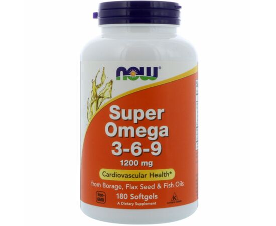 Жирные кислоты Now Foods Супер Омега 3-6-9 1200мг, 180 желатиновых капсул (NOW-01841)