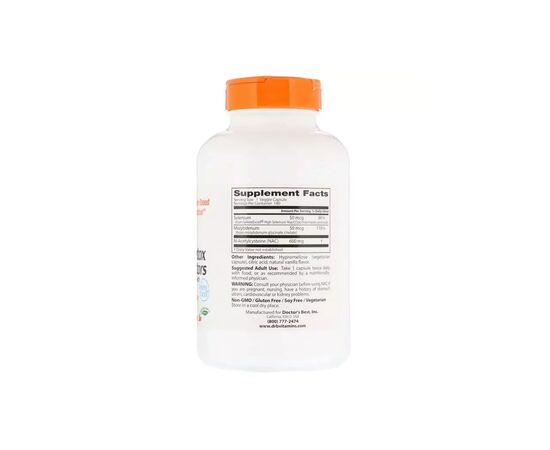 Вітамін Doctor's Best N-Ацетилцистеїн, NAC Detox Regulators, 180 гелевих капсул (DRB-00517), зображення 2 Вітамін Doctor's Best N-Ацетилцистеїн, NAC Detox Regulators, 180 гелевих капсул (DRB-00517), зображення 2