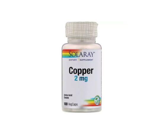 Минералы Solaray Медь, Copper, 2 мг, 100 капсул (SOR-45931)