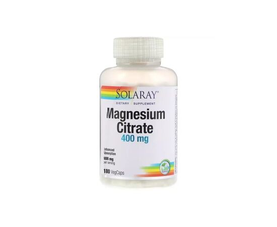 Минералы Solaray Цитрат Магния, 400 Мг, Magnesium Citrate, Solaray 180 Капсул (SOR-37402)