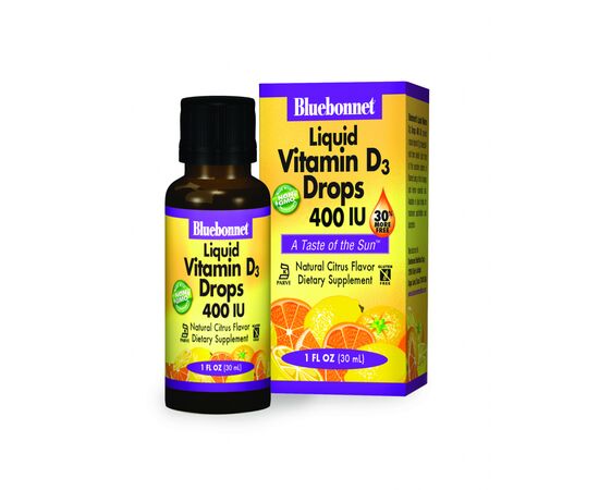 Витамин Bluebonnet Nutrition Жидкий Витамин D3 400IU, Вкус Апельсина, 30мл капли (BLB-00372)
