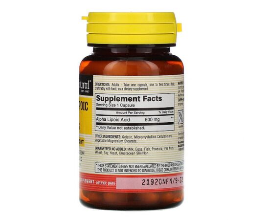 Витамин Mason Natural Альфа-липоевая кислота 600 мг, Alpha-Lipoic Acid, 30 капсул (MAV-17228), изображение 2 Витамин Mason Natural Альфа-липоевая кислота 600 мг, Alpha-Lipoic Acid, 30 капсул (MAV-17228), изображение 2