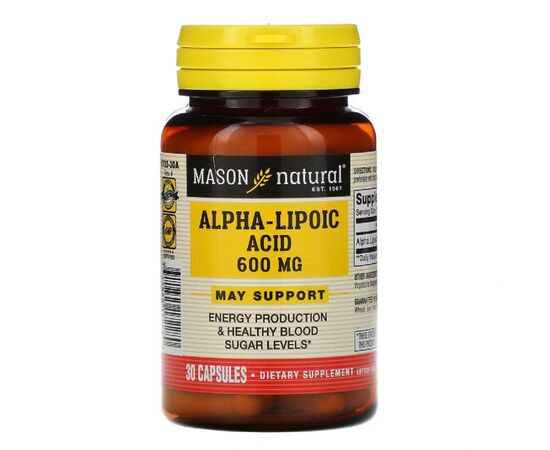 Витамин Mason Natural Альфа-липоевая кислота 600 мг, Alpha-Lipoic Acid, 30 капсул (MAV-17228)