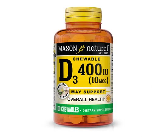 Витамин Mason Natural Витамин D 400 ME, вкус ванили, Vitamin D, 100 жевательных т (MAV15071)