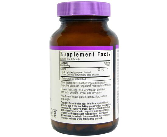 Аминокислота Bluebonnet Nutrition 5-HTP (Гидрокситриптофан), 100мг, 120 капсул (BLB0053), изображение 2 Аминокислота Bluebonnet Nutrition 5-HTP (Гидрокситриптофан), 100мг, 120 капсул (BLB0053), изображение 2